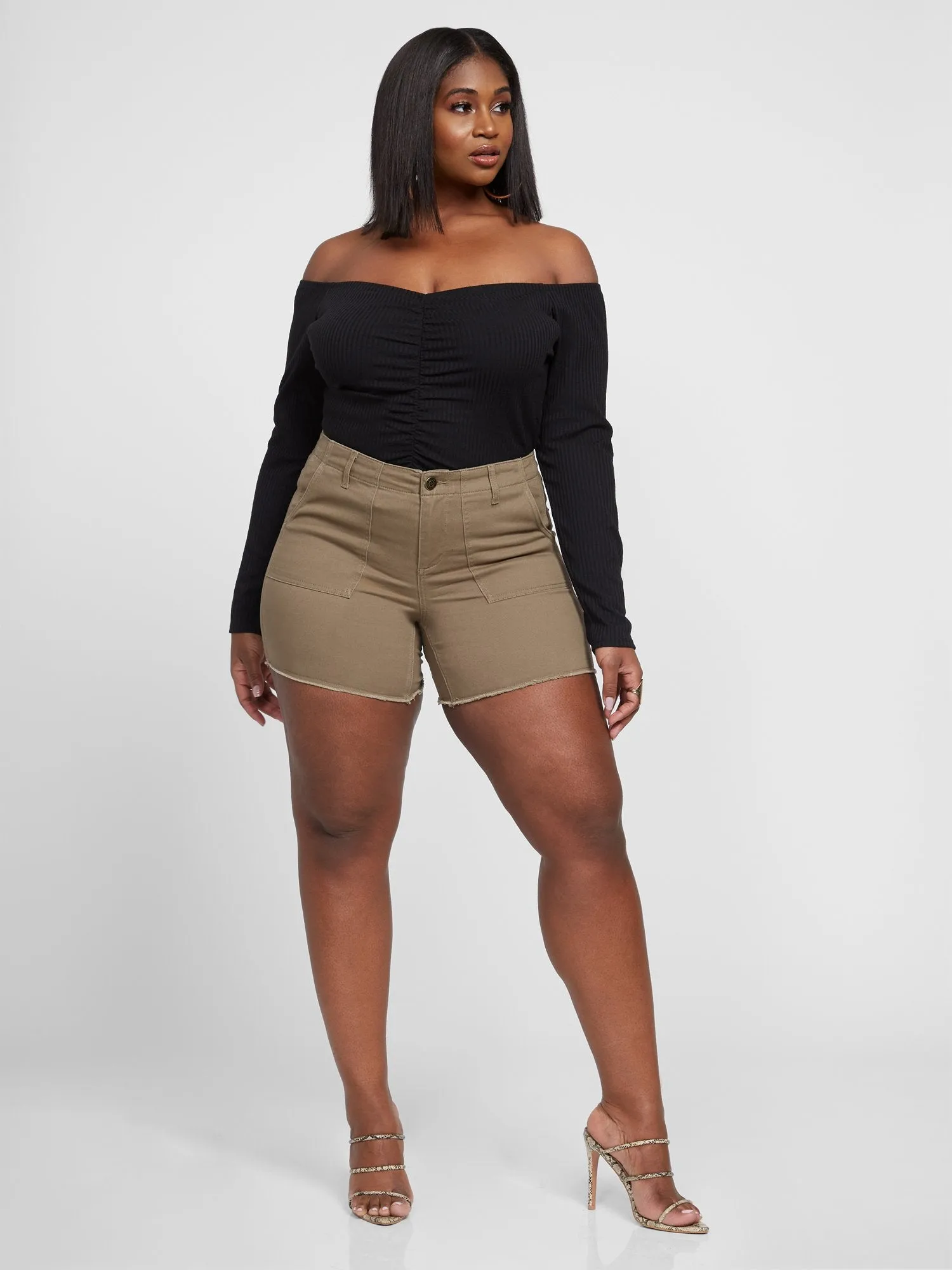 Olive Utility Cutoff Shorts