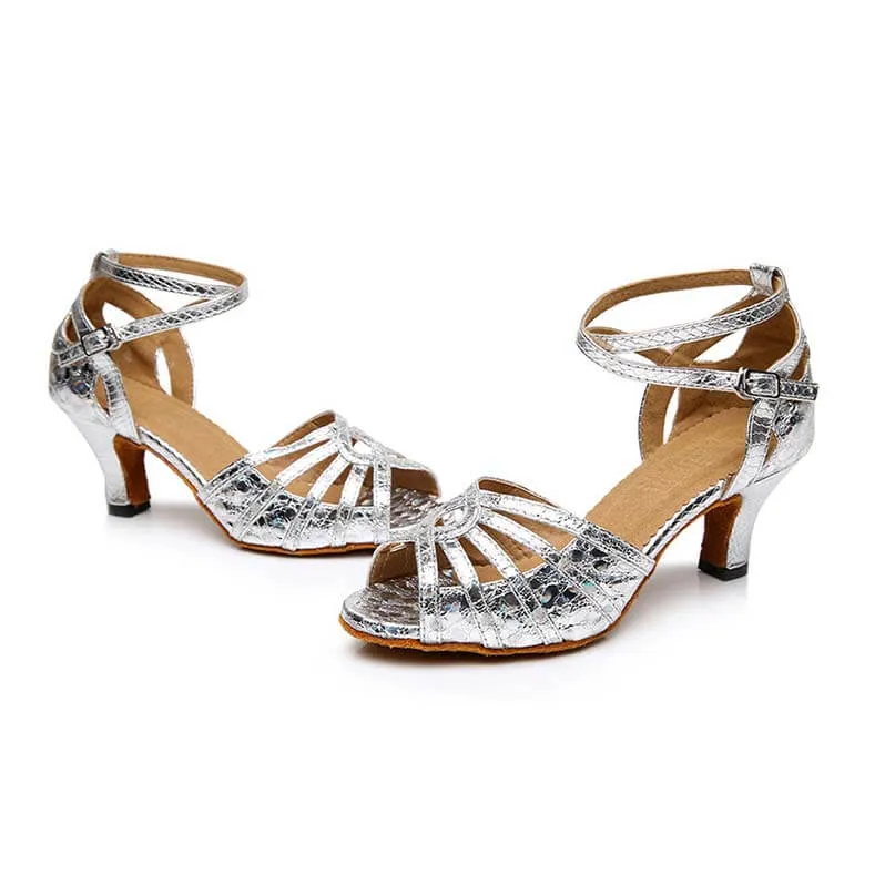 Open Toe Cross Straps Latin Shoes 2.4''/ 3.1''
