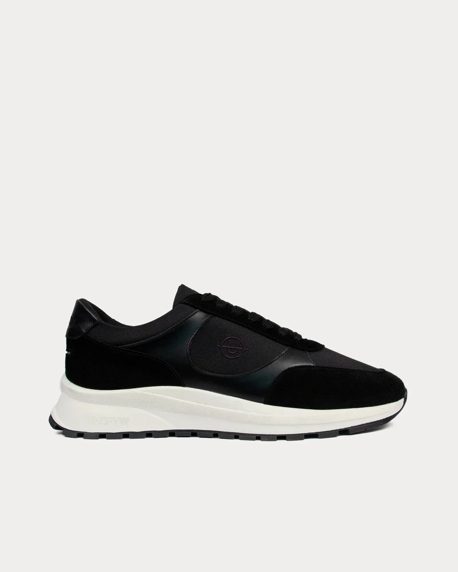 Plemont Leather & Suede Black / White Low Top Sneakers