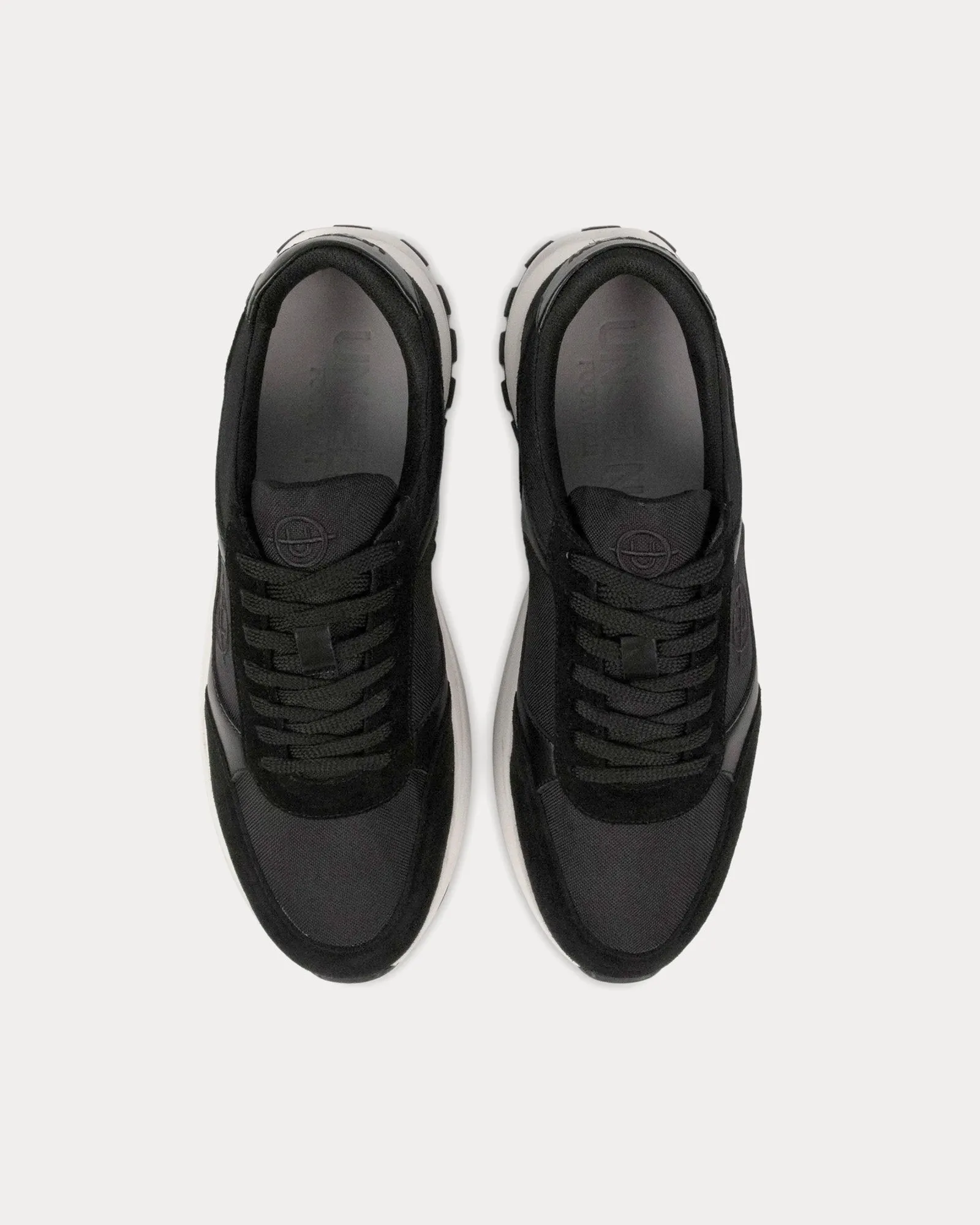 Plemont Leather & Suede Black / White Low Top Sneakers