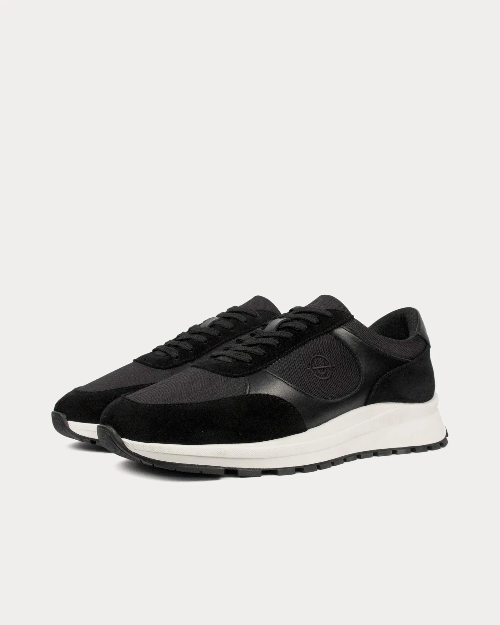 Plemont Leather & Suede Black / White Low Top Sneakers