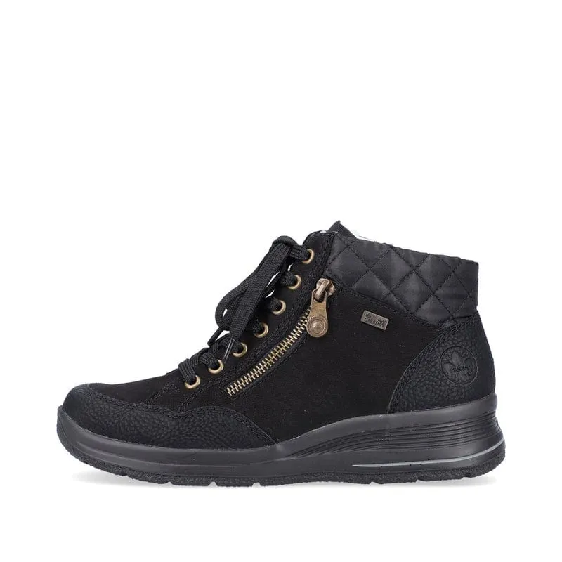 Rieker Women's Lace & Zip Ankle Boots- Black