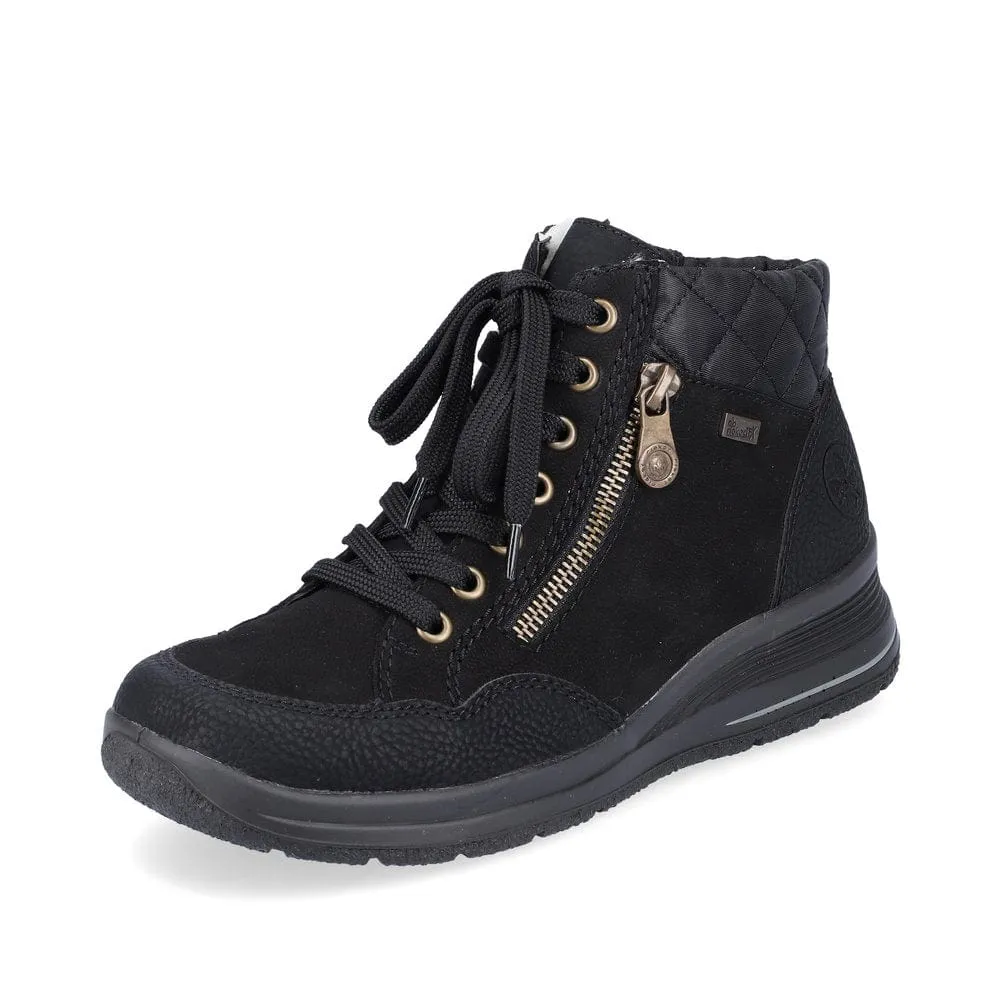 Rieker Women's Lace & Zip Ankle Boots- Black