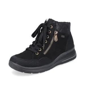 Rieker Women's Lace & Zip Ankle Boots- Black