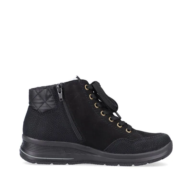 Rieker Women's Lace & Zip Ankle Boots- Black