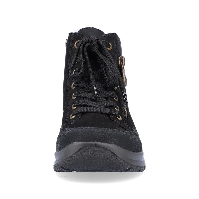 Rieker Women's Lace & Zip Ankle Boots- Black
