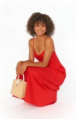 Show Me Your MUMU Allegra Midi Dress - CHERRY POPLIN