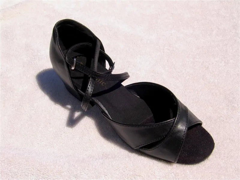 Stephanie Dance Shoes 16002 - 11X - Black Leather / Two Way Strap