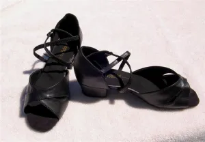 Stephanie Dance Shoes 16002 - 11X - Black Leather / Two Way Strap
