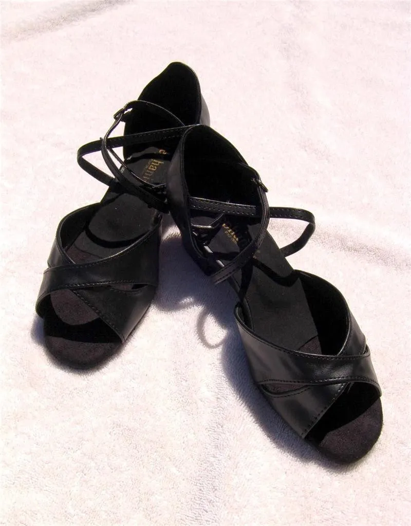 Stephanie Dance Shoes 16002 - 11X - Black Leather / Two Way Strap