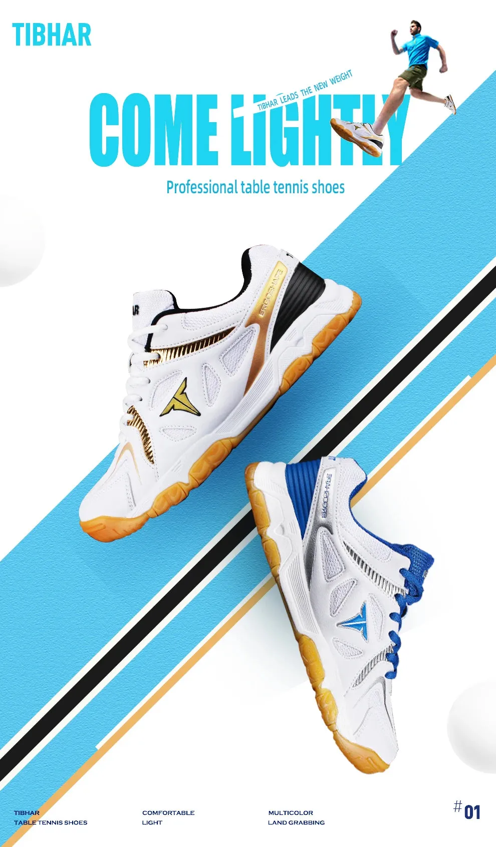 TIBHAR Table Tennis Shoes with Original Box Classics Style Men Women Sport Sneakers Ping Pong