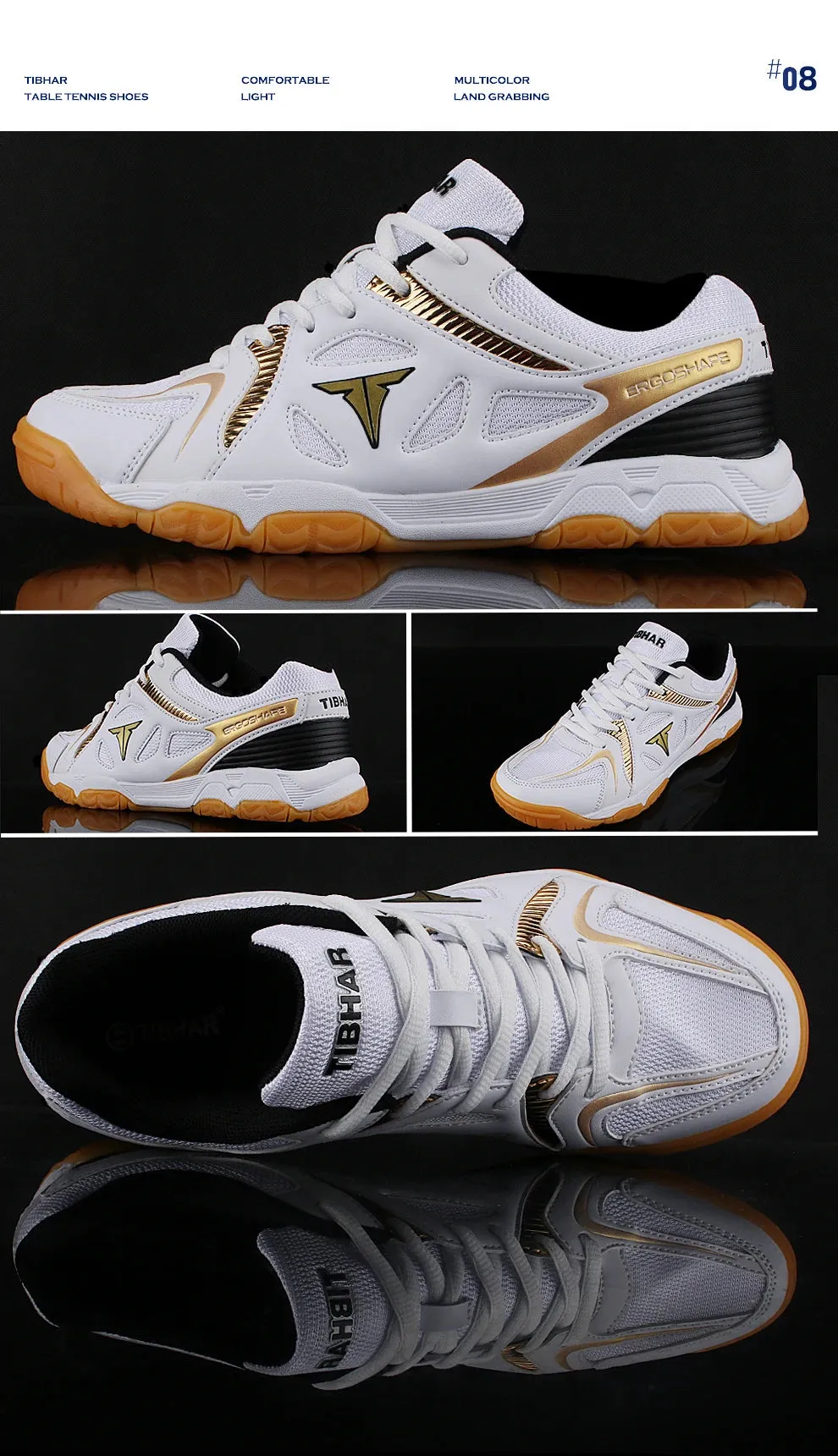 TIBHAR Table Tennis Shoes with Original Box Classics Style Men Women Sport Sneakers Ping Pong
