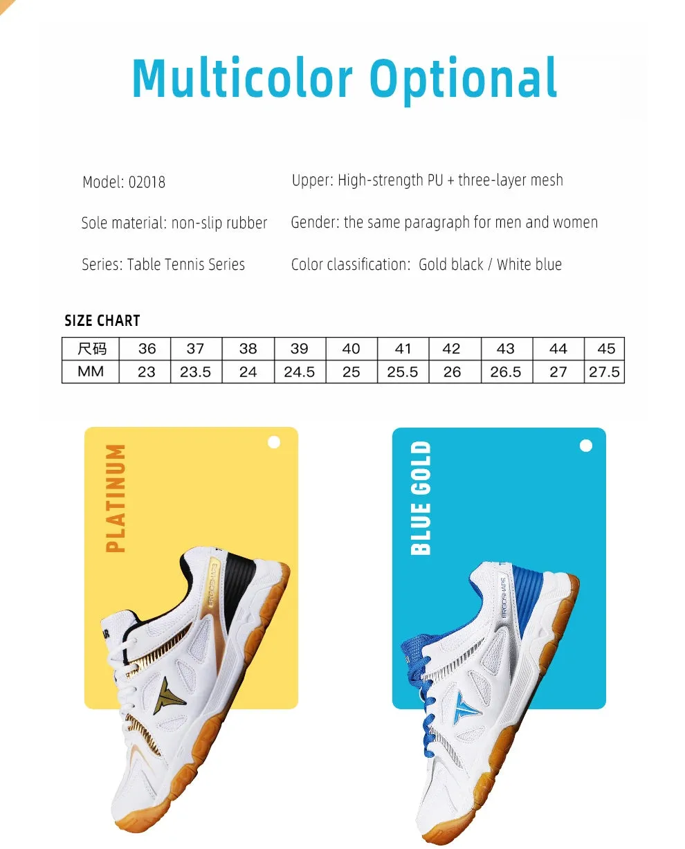 TIBHAR Table Tennis Shoes with Original Box Classics Style Men Women Sport Sneakers Ping Pong