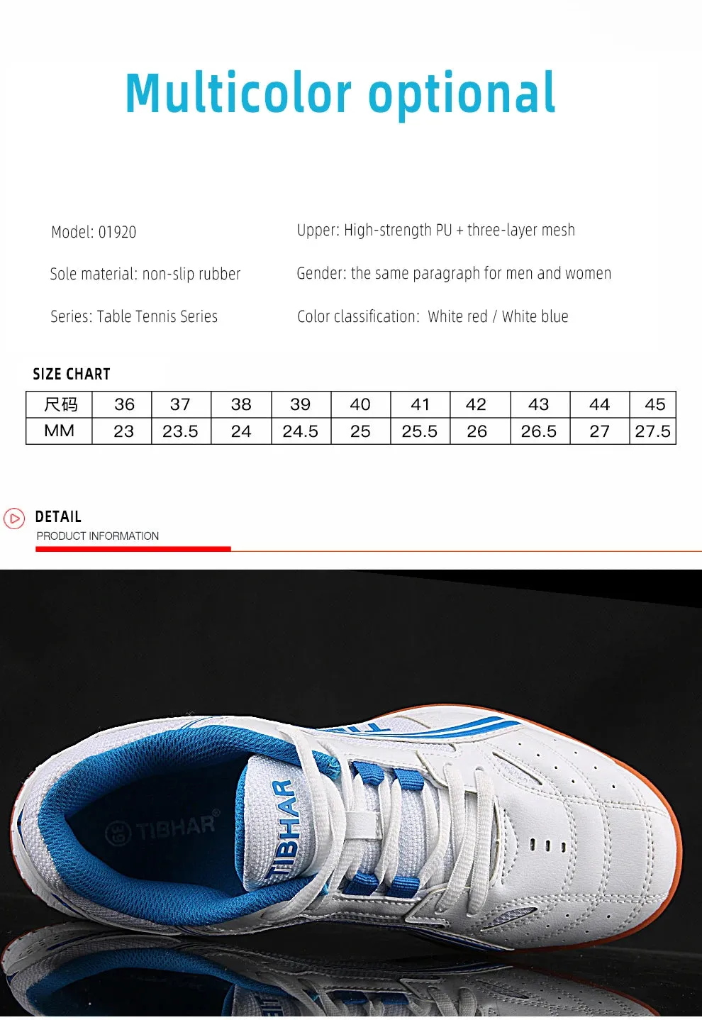 TIBHAR Table Tennis Shoes with Original Box Classics Style Men Women Sport Sneakers Tennis Shoes Ping Pong Sneakers Fly Dancing
