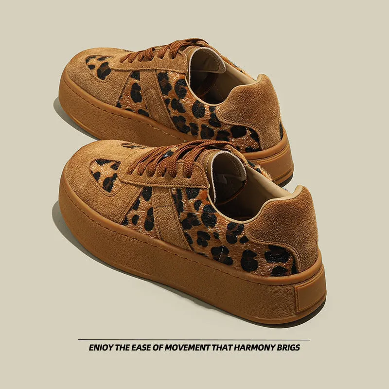 Wenkouban Winter outfits Leopard Print Leather Sneakers Women's 2024 Autumn Casual Sneaker Shoes