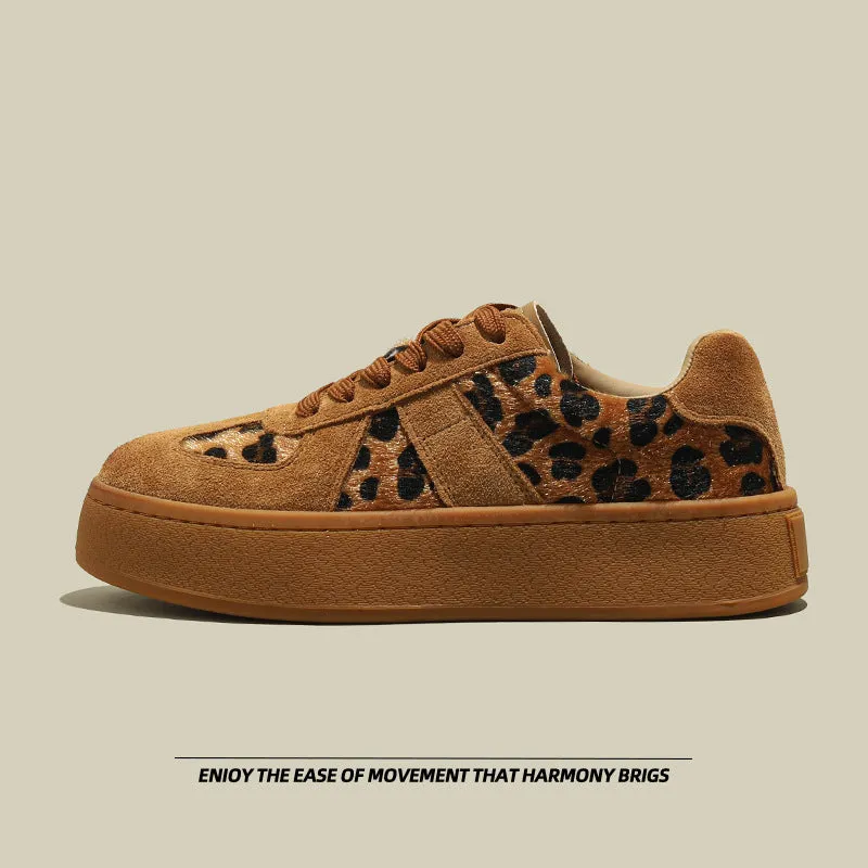 Wenkouban Winter outfits Leopard Print Leather Sneakers Women's 2024 Autumn Casual Sneaker Shoes