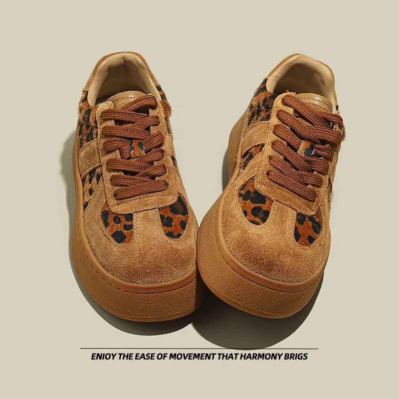 Wenkouban Winter outfits Leopard Print Leather Sneakers Women's 2024 Autumn Casual Sneaker Shoes
