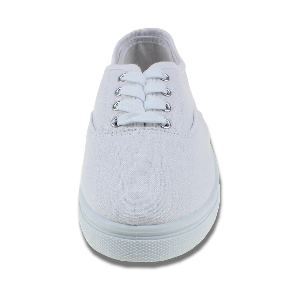 White Lace up Sneakers Canvas Unisex Shoes(Little Kid/Big Kid)