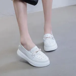 Women's Petite Size Slip On Leather Casual Shoes MS371