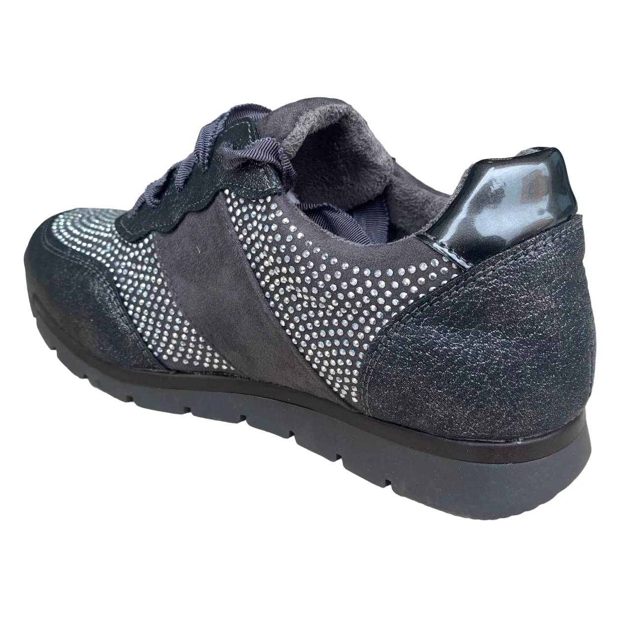 XTI scarpa sneakers junior con tomaia in camoscio e strass Zapato 55763 grigio