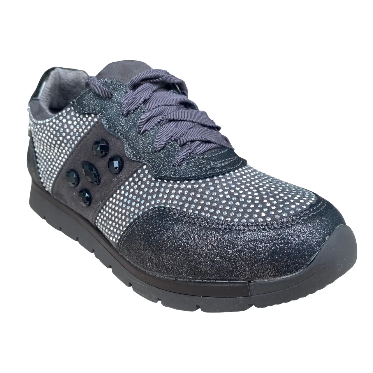 XTI scarpa sneakers junior con tomaia in camoscio e strass Zapato 55763 grigio